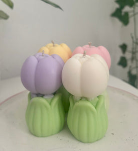 Unscented Flower Pillar Candle